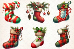 Rustic Christmas Stocking Socks Clipart Bundle - CraftNest - Digital Crafting and Art