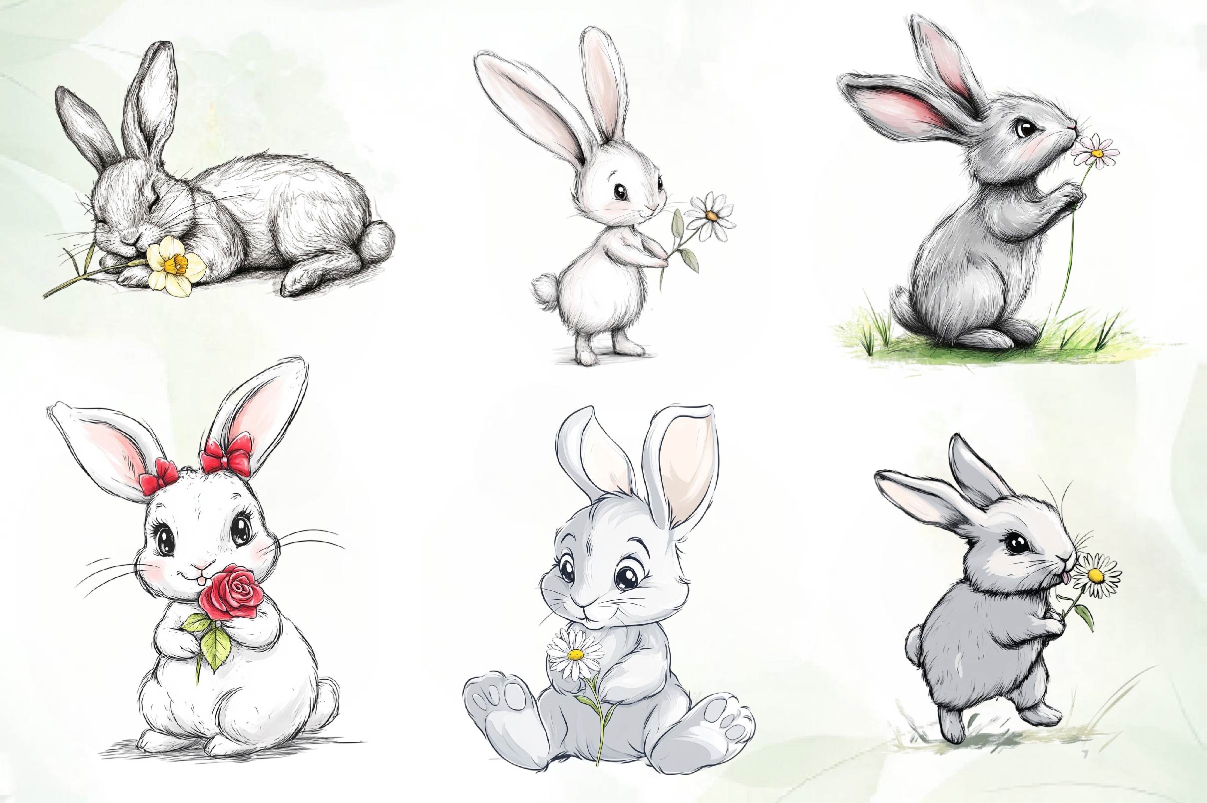 Cute Easter Bunny Clipart Bundle 2 - CraftNest - Digital Crafting and Art