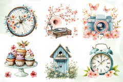 Retro Spring Clipart Bundle - CraftNest - Digital Crafting and Art