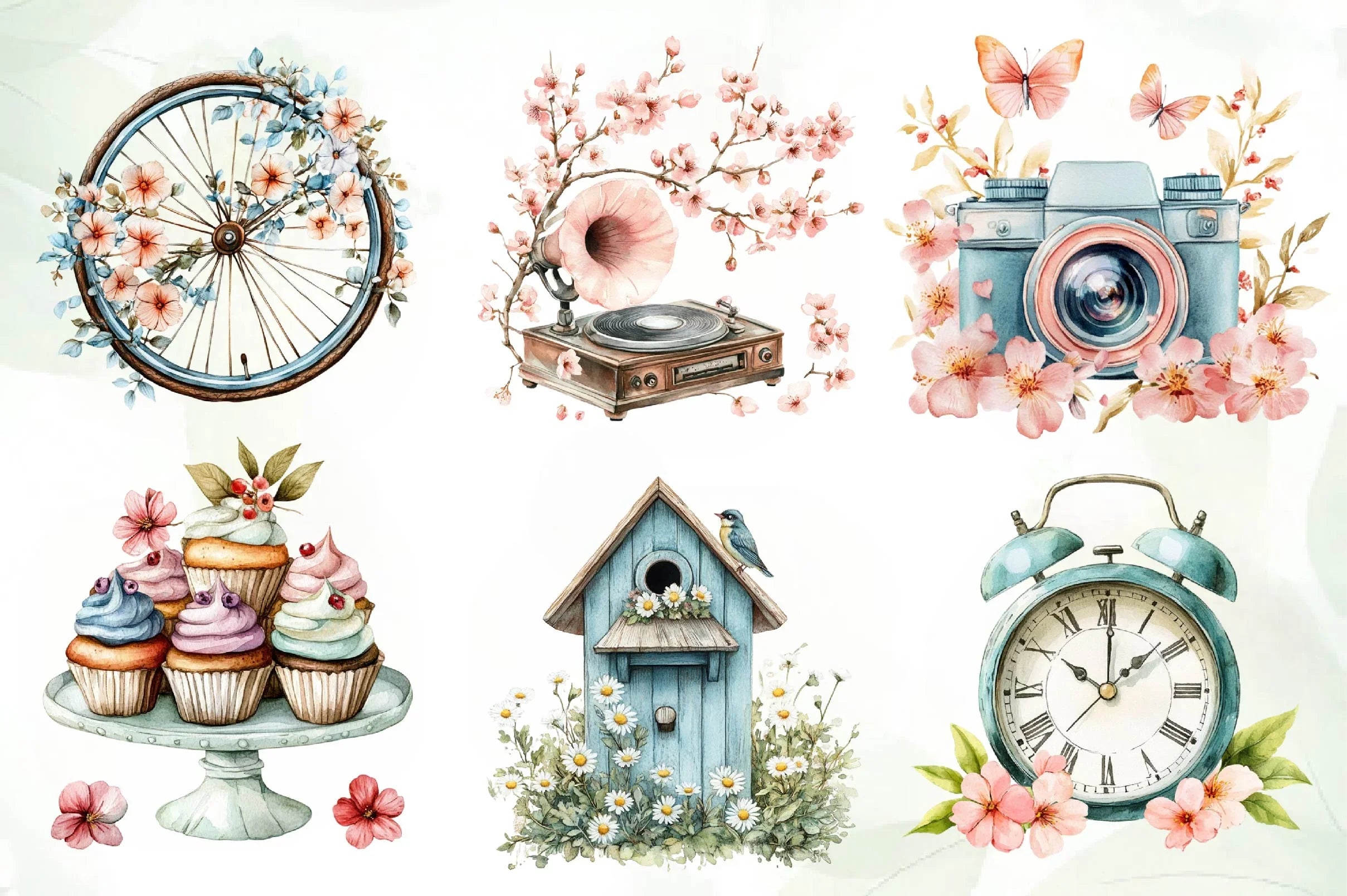 Retro Spring Clipart Bundle - CraftNest - Digital Crafting and Art