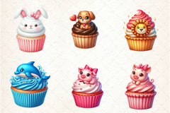 Cute Valentine Animal Cupcake Clipart Bundle - CraftNest - Digital Crafting and Art