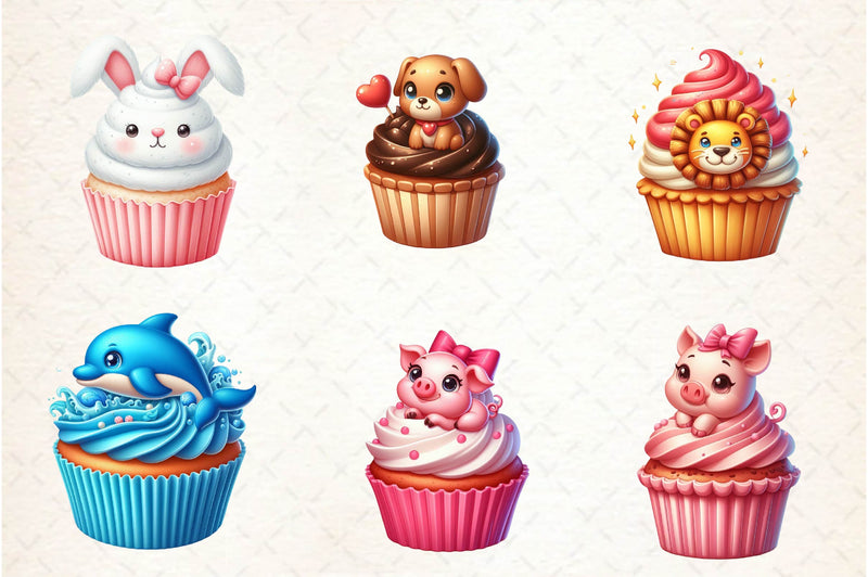 Cute Valentine Animal Cupcake Clipart Bundle - CraftNest - Digital Crafting and Art
