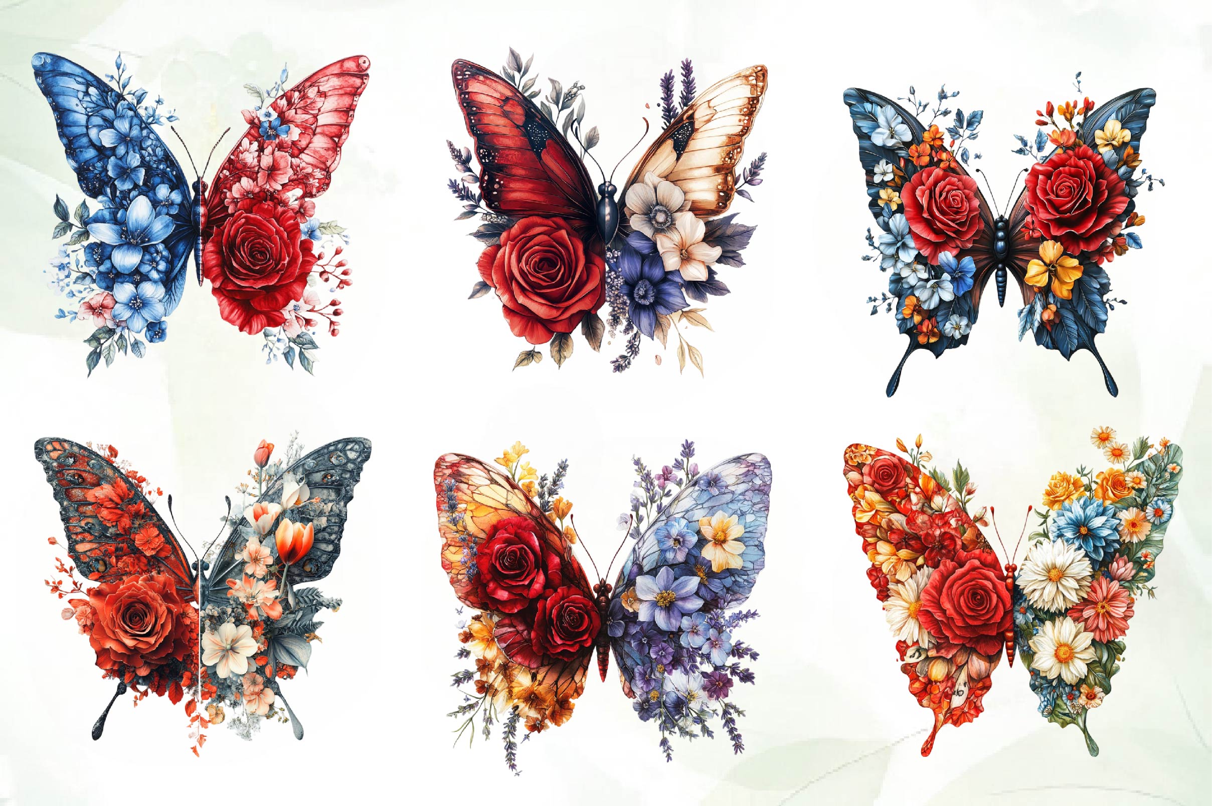 Butterfly Flowers Clipart Bundle - CraftNest - Digital Crafting and Art