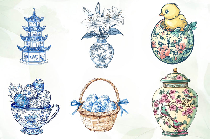 Easter Chinoiserie Clipart Bundle - CraftNest - Digital Crafting and Art