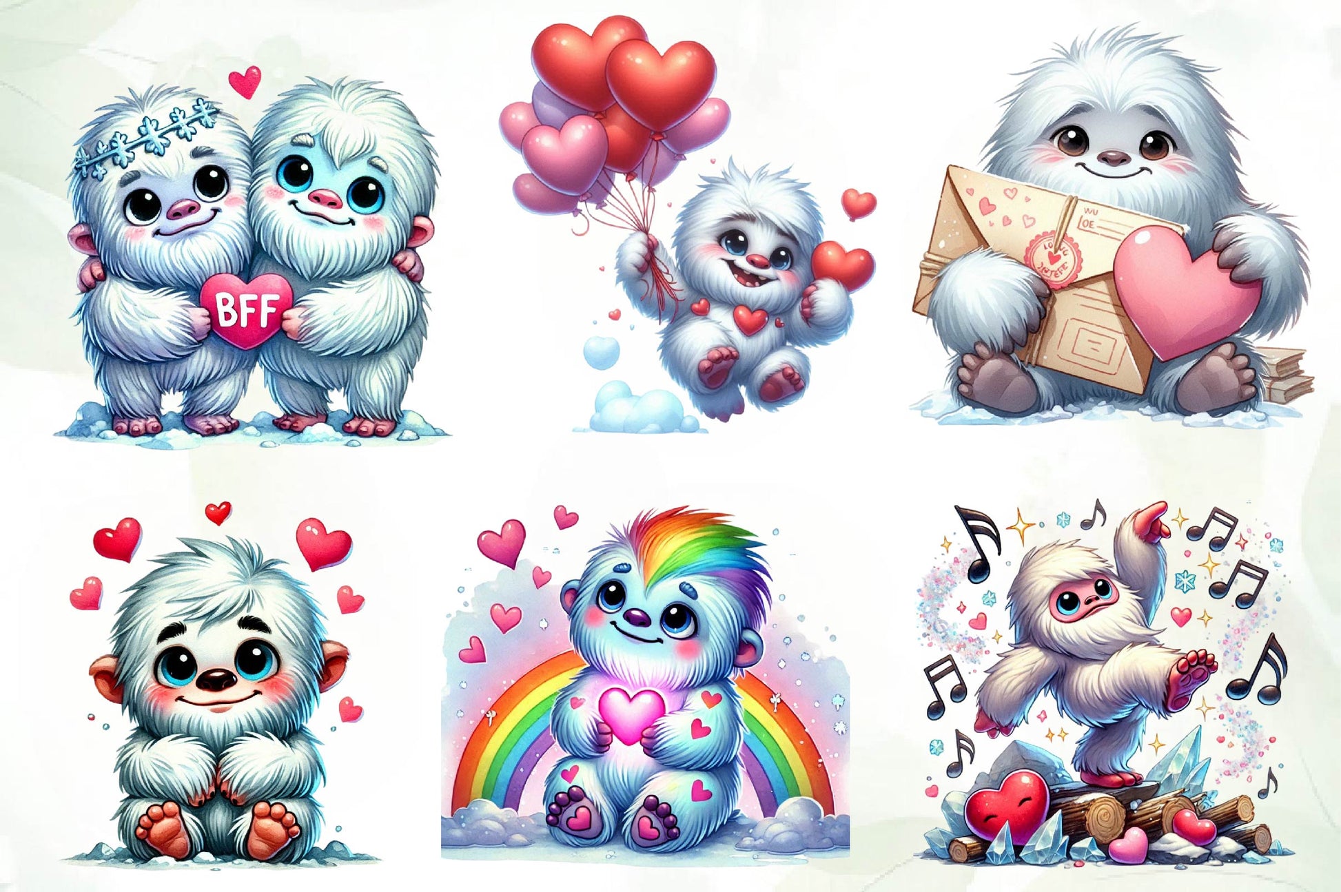 Valentine Cute Yeti Clipart Bundle - CraftNest - Digital Crafting and Art