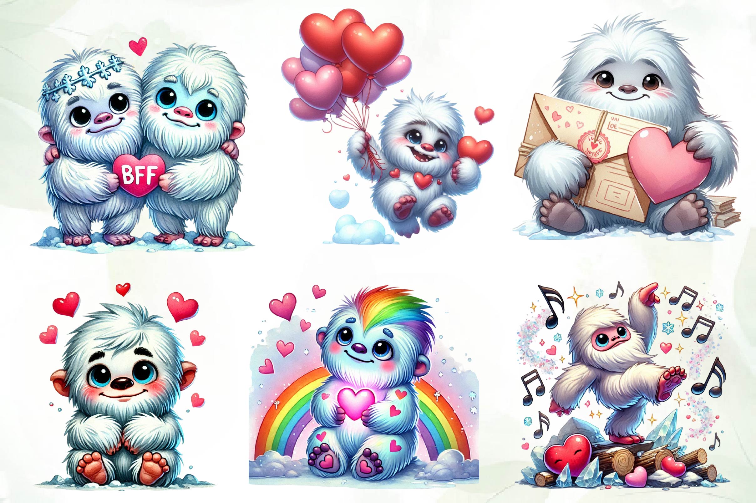 Valentine Cute Yeti Clipart Bundle - CraftNest - Digital Crafting and Art