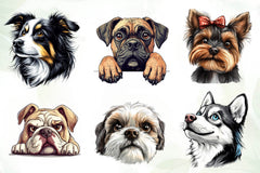 Peeking Around Corner Dog Clipart Bundle - CraftNest - Digital Crafting and Art