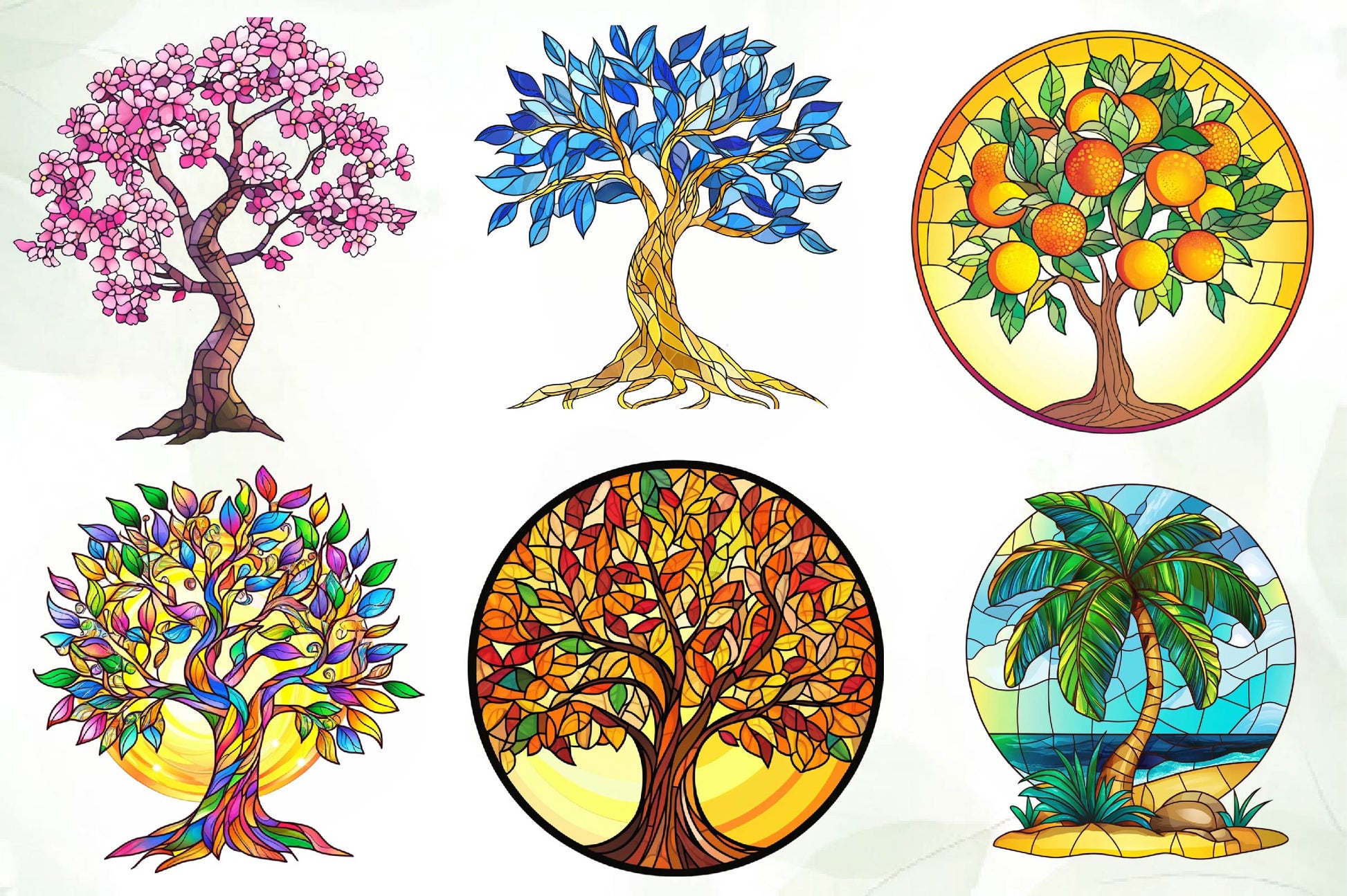 Round Stained Glass Tree Clipart Bundle - CraftNest - Digital Crafting and Art