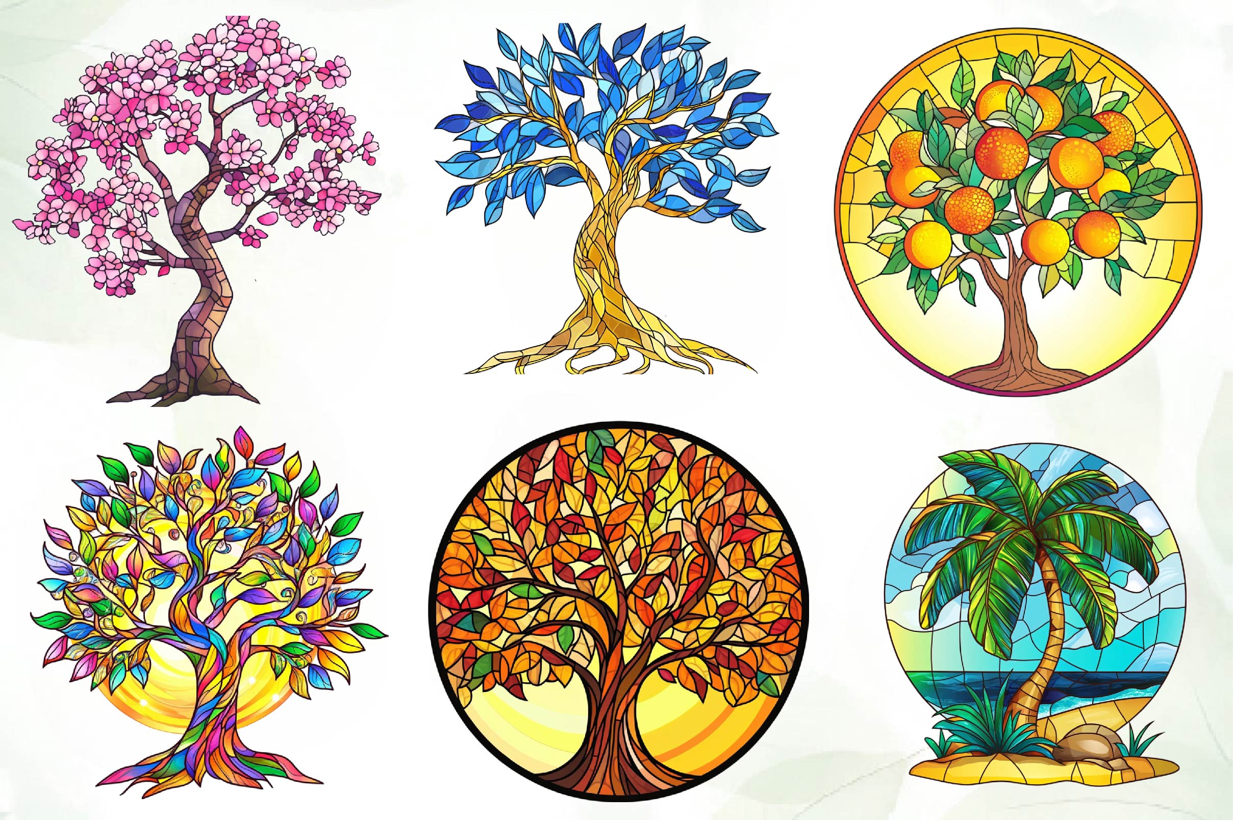 Round Stained Glass Tree Clipart Bundle - CraftNest - Digital Crafting and Art
