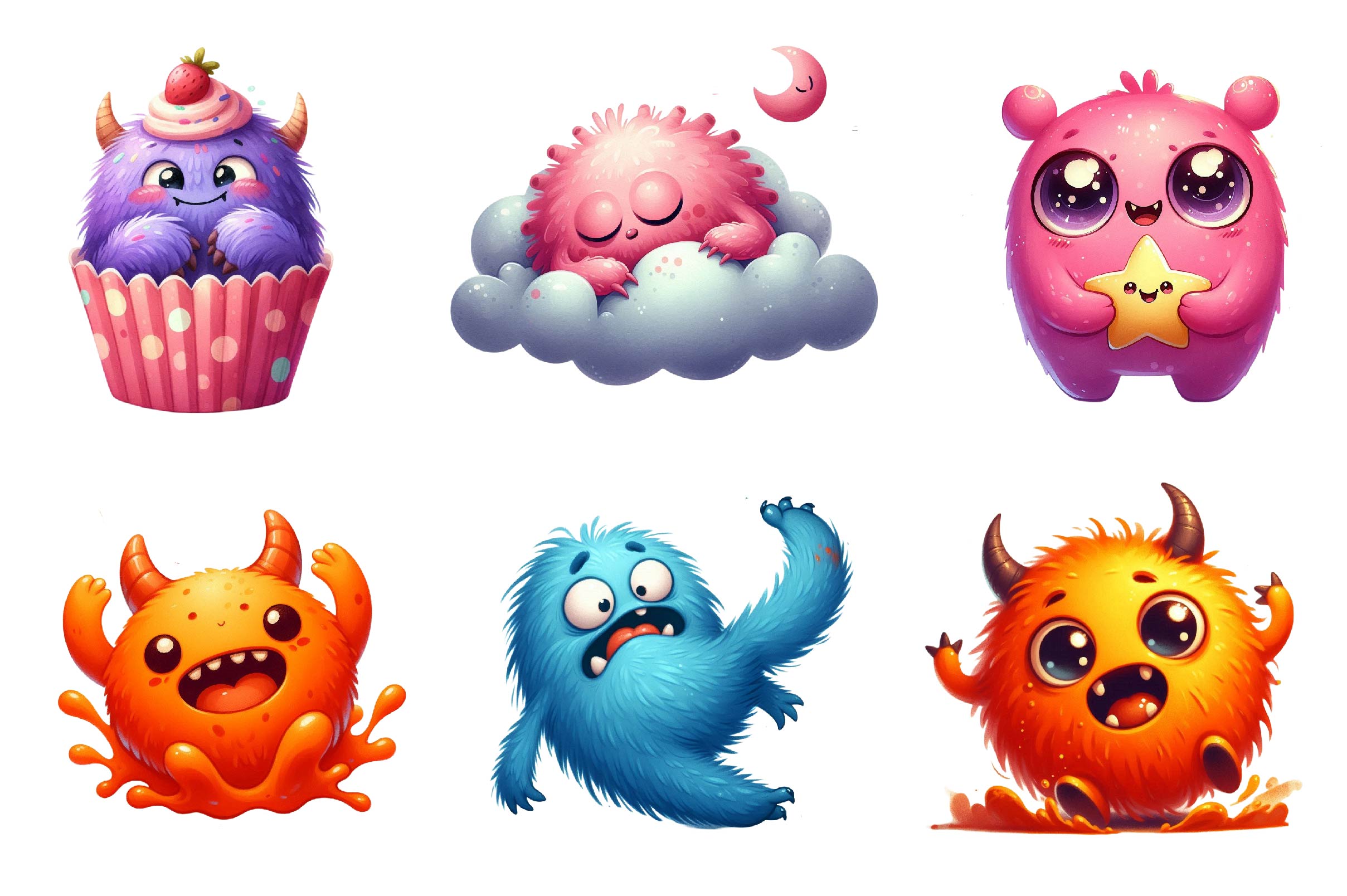 Cute Funny Monsters Clipart Bundle 2 - CraftNest - Digital Crafting and Art