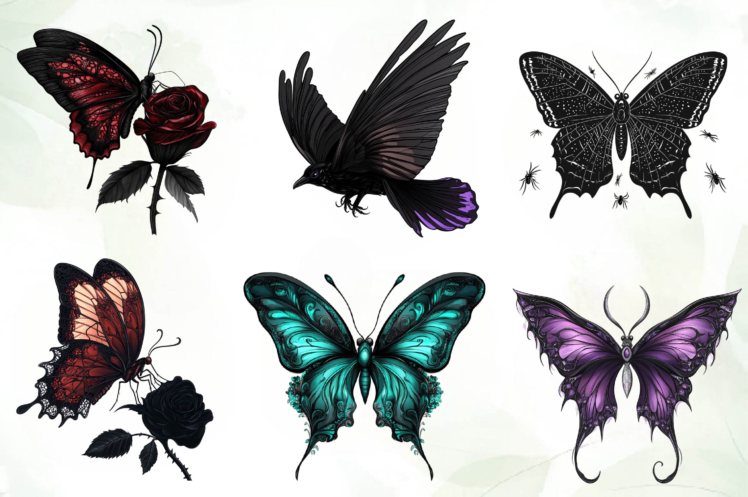 Gothic Summer Butterfly Clipart Bundle - CraftNest - Digital Crafting and Art