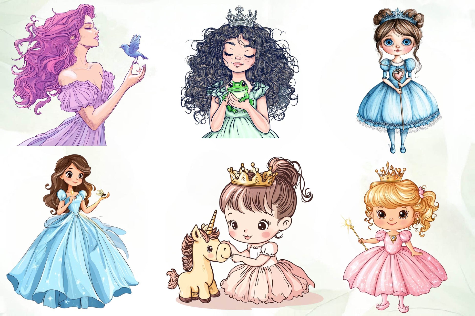 Cute Little Princess Illustration Clipart Bundle - CraftNest - Digital Crafting and Art