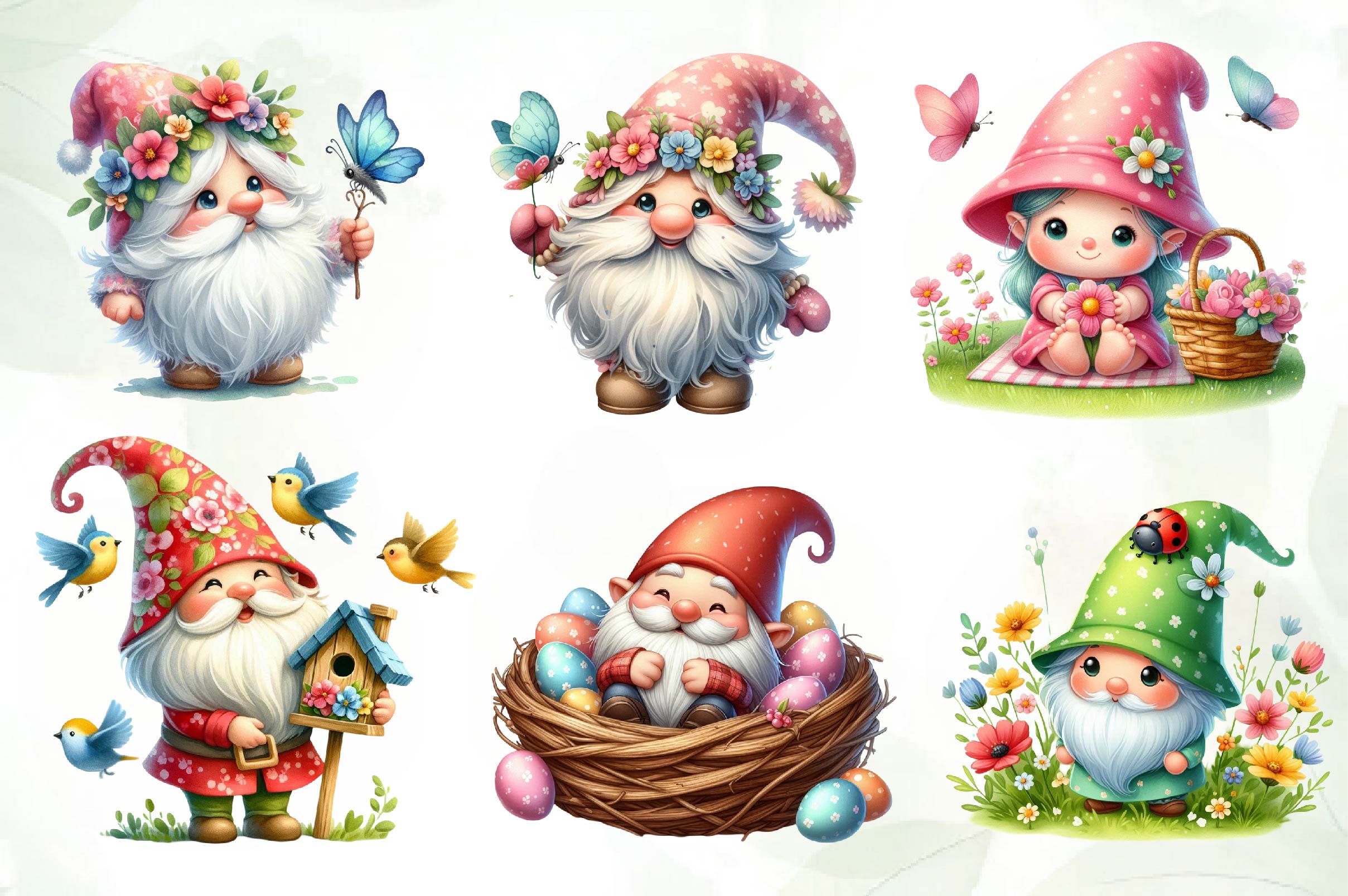 Cute Spring Gnome Clipart Bundle - CraftNest - Digital Crafting and Art