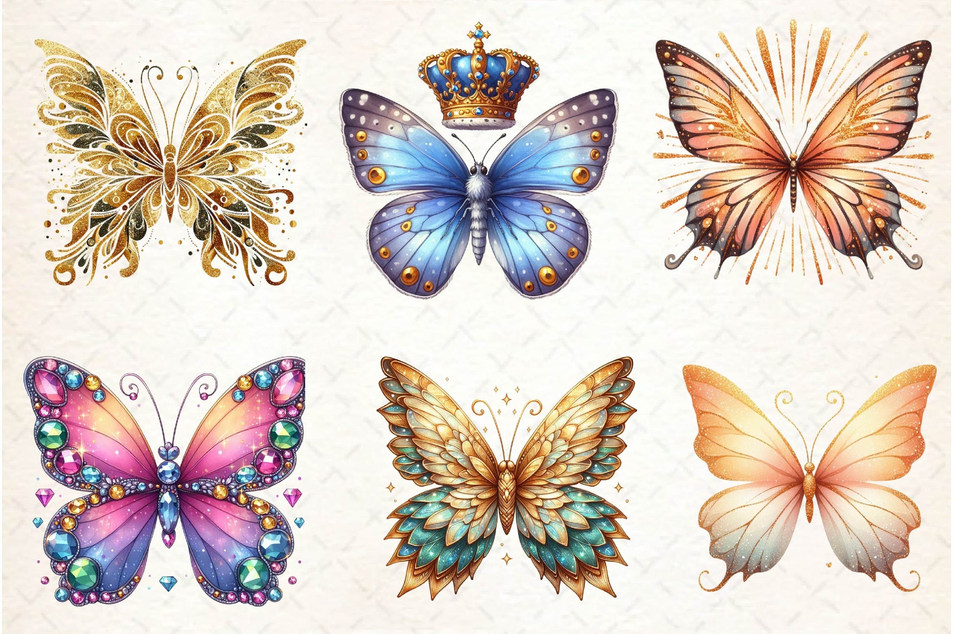 Gold Glitter Butterflies Clipart Bundle - CraftNest - Digital Crafting and Art