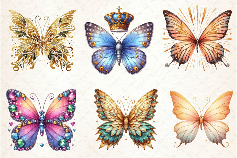 Gold Glitter Butterflies Clipart Bundle - CraftNest - Digital Crafting and Art