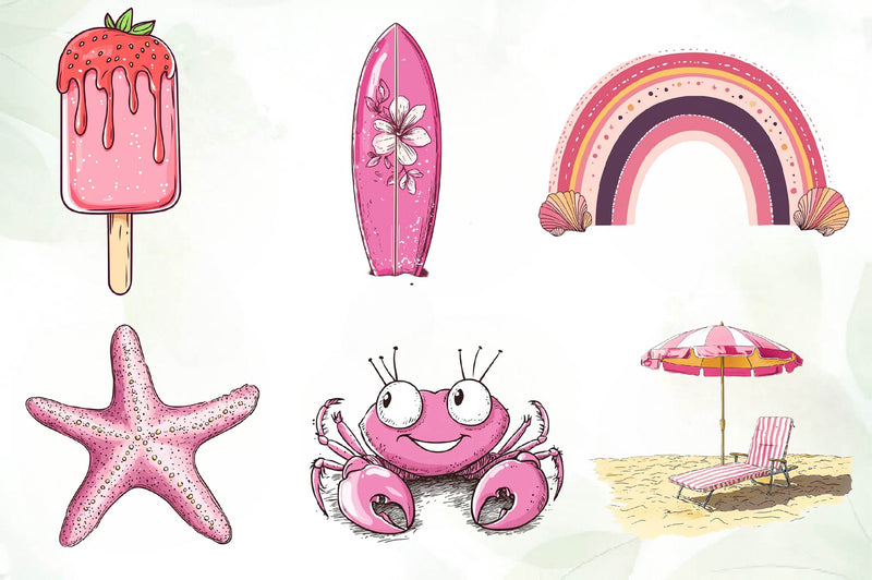 Pink Summer Clipart Bundle 1 - CraftNest - Digital Crafting and Art