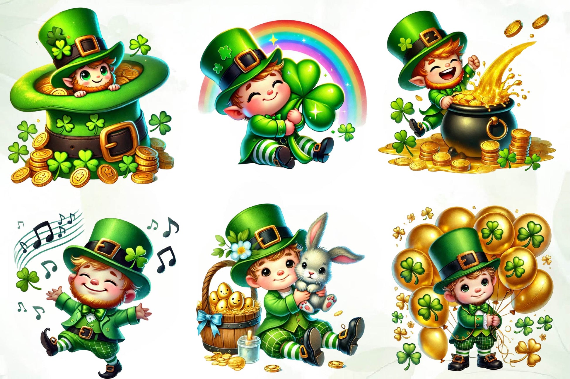 St Patricks Day Cute Leprechaun Clipart Bundle - CraftNest - Digital Crafting and Art