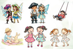 Hand Drawn Children Clipart Bundle 1 - CraftNest - Digital Crafting and Art