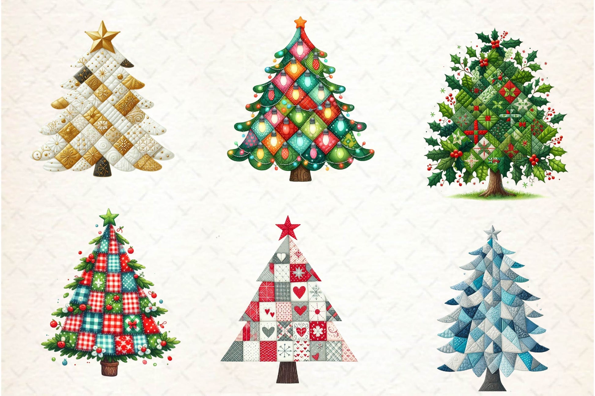 Quilted Christmas Tree Border Clipart Bundle - CraftNest - Digital Crafting and Art