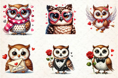 Cute Kawaii Owl Valentine Clipart Bundle - CraftNest - Digital Crafting and Art