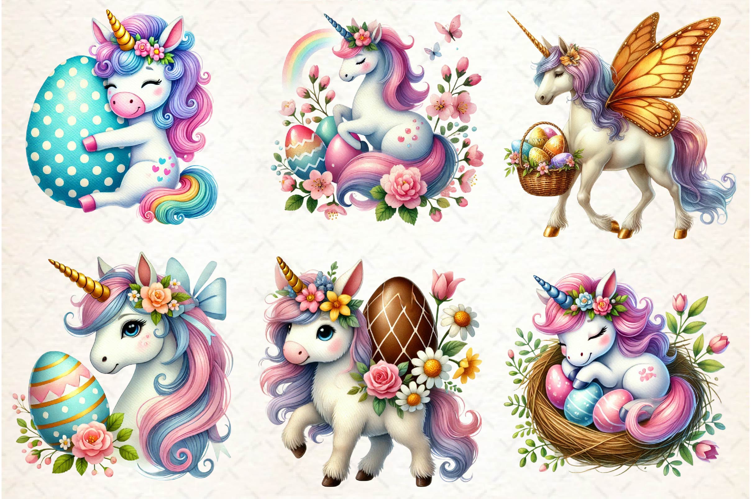 Cute Easter Unicorn Clipart Bundle - CraftNest - Digital Crafting and Art