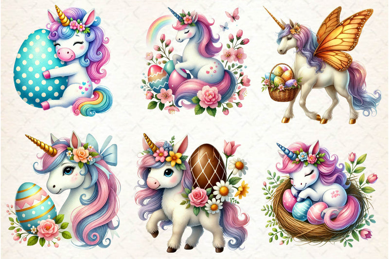 Cute Easter Unicorn Clipart Bundle - CraftNest - Digital Crafting and Art