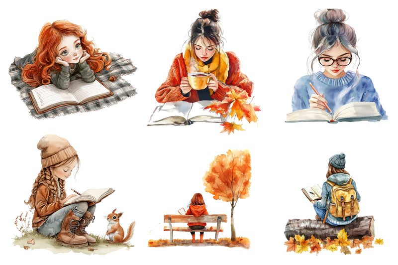 Autumn Journaling Girl Clipart Bundle - CraftNest - Digital Crafting and Art