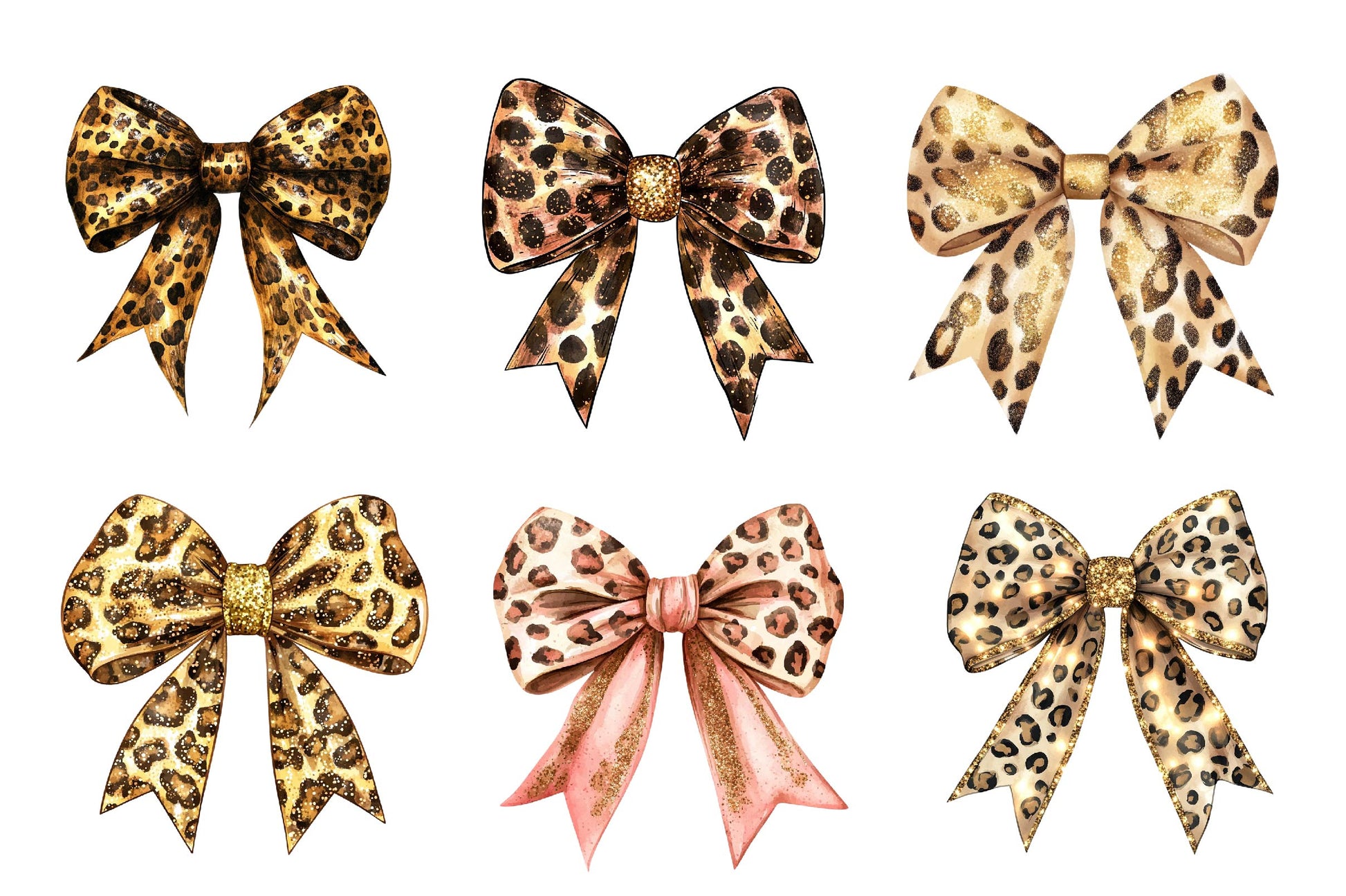 Leopard Glitter Bow Clipart Bundle - CraftNest - Digital Crafting and Art
