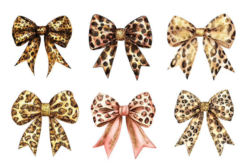 Leopard Glitter Bow Clipart Bundle - CraftNest - Digital Crafting and Art