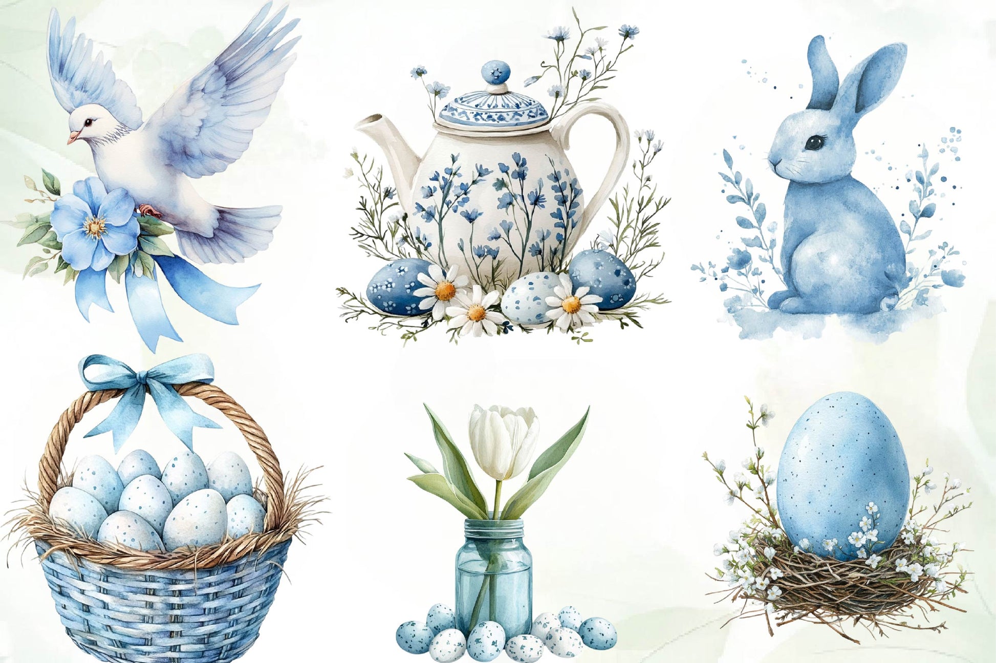 Neutral White Easter Clipart Bundle - CraftNest - Digital Crafting and Art