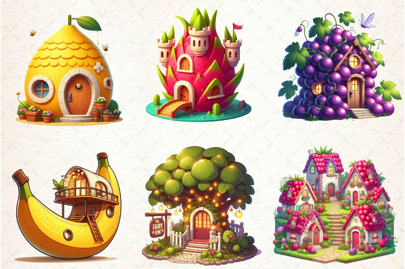Fairy Fruit House Clipart Bundle - CraftNest - Digital Crafting and Art