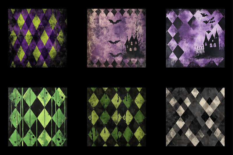 Distressed Harlequin Halloween Clipart Bundle - CraftNest - Digital Crafting and Art
