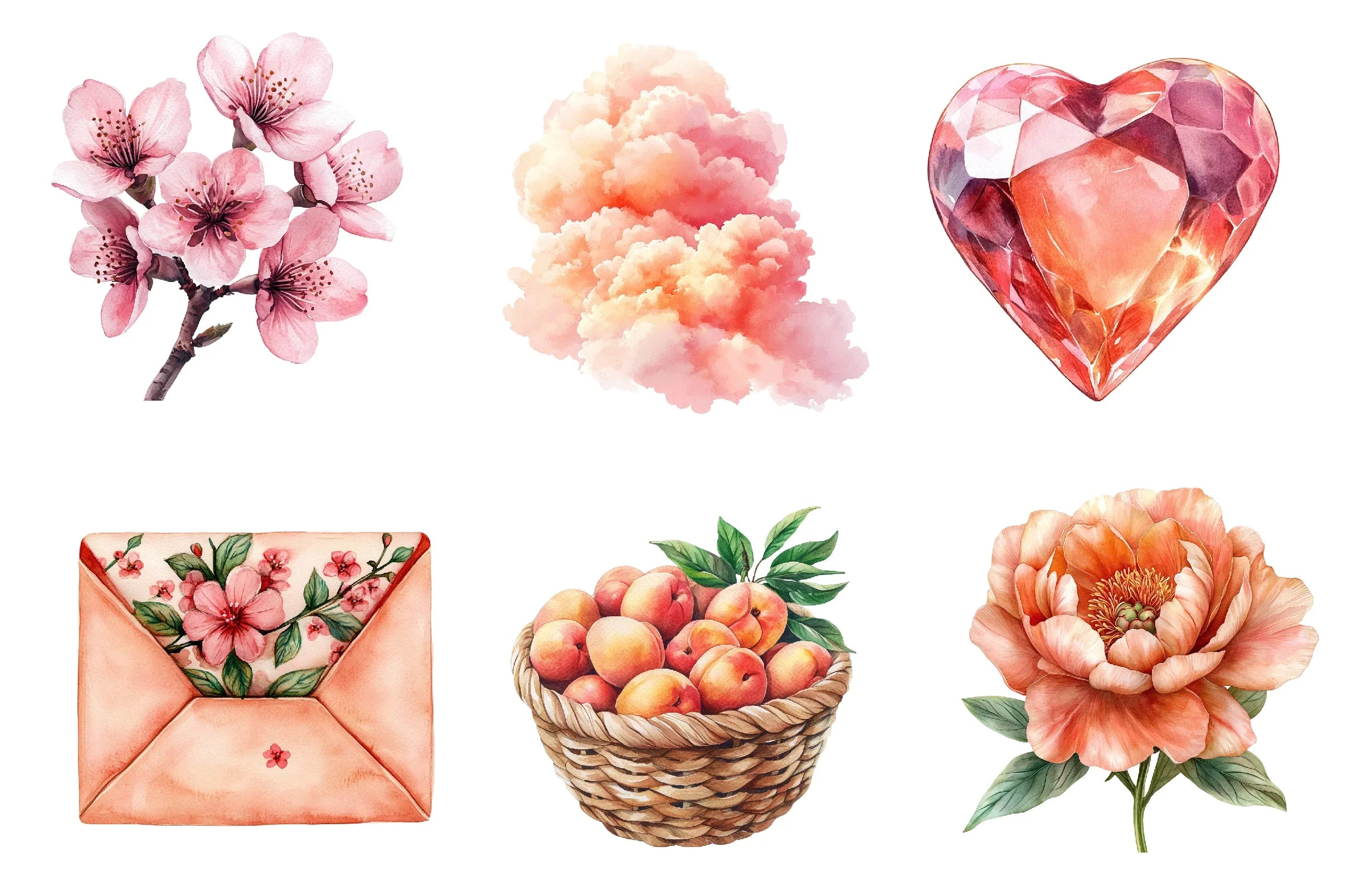 Peachy Spring Clipart Bundle - CraftNest - Digital Crafting and Art