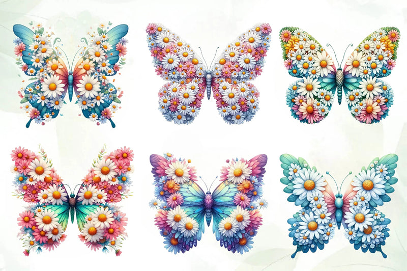 Daisy Butterfly Clip Art Clipart Bundle - CraftNest - Digital Crafting and Art