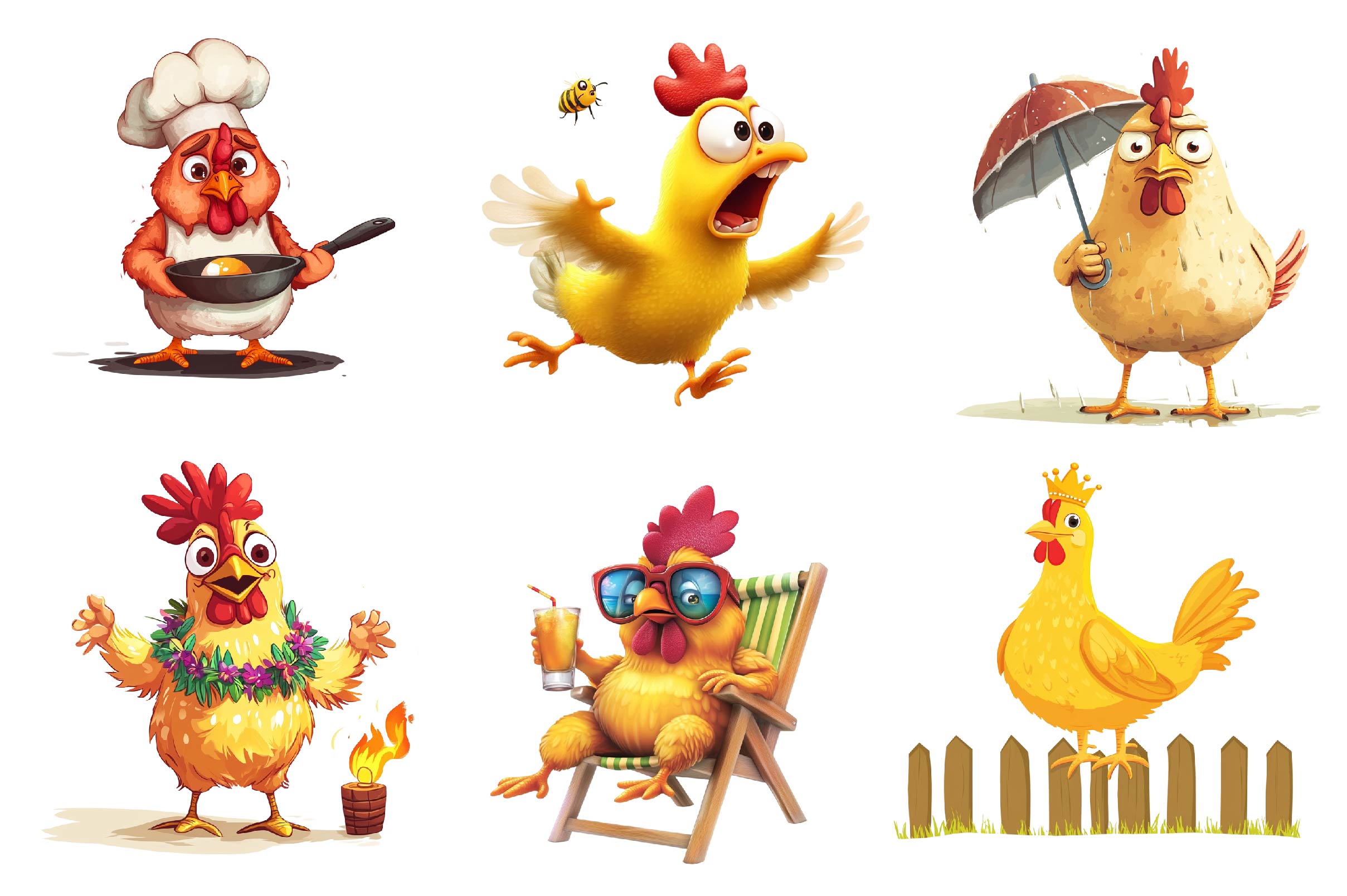 Quirky Funny Chicken Clipart Bundle - CraftNest - Digital Crafting and Art