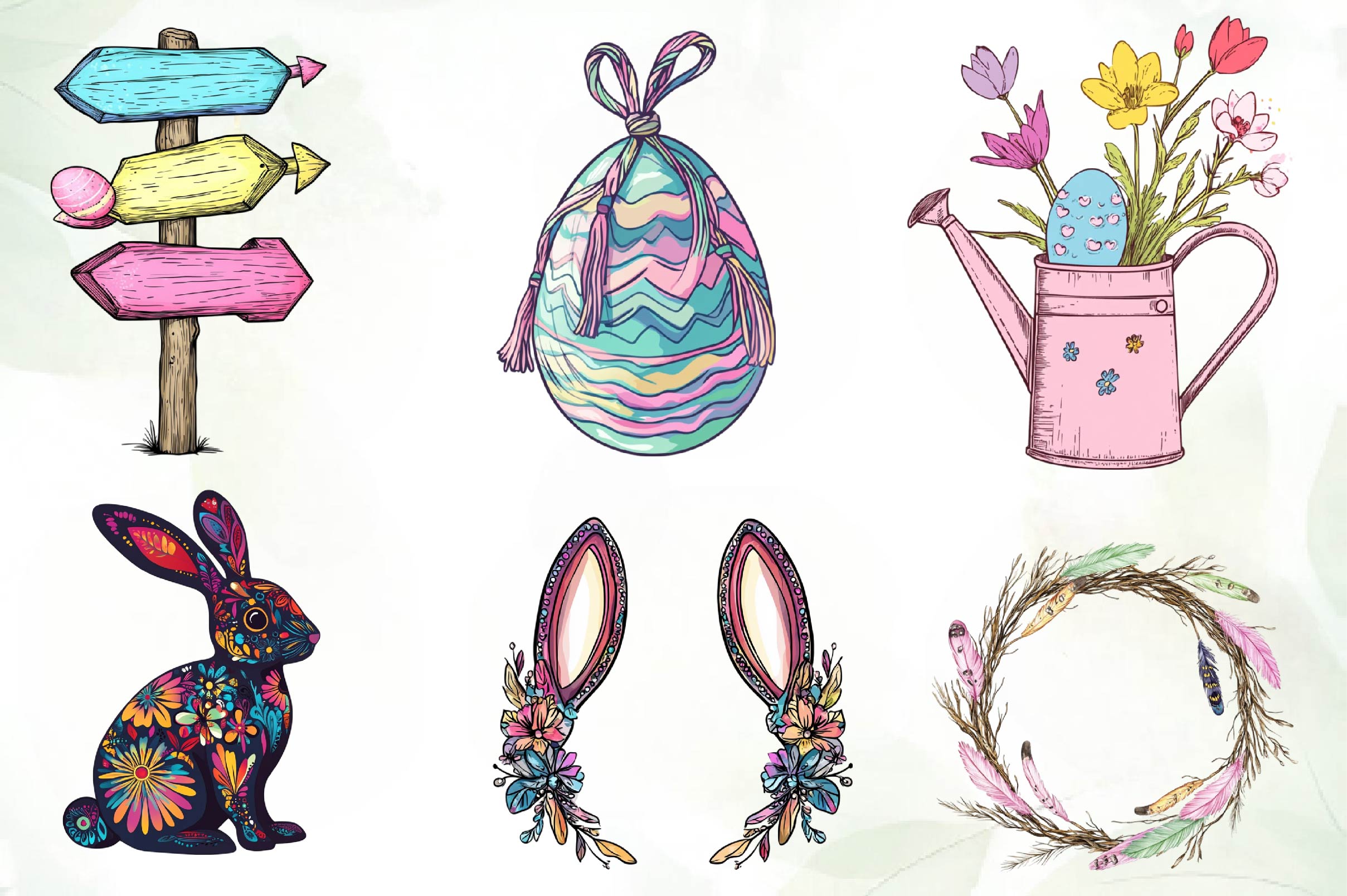Boho Easter Clipart Bundle - CraftNest - Digital Crafting and Art