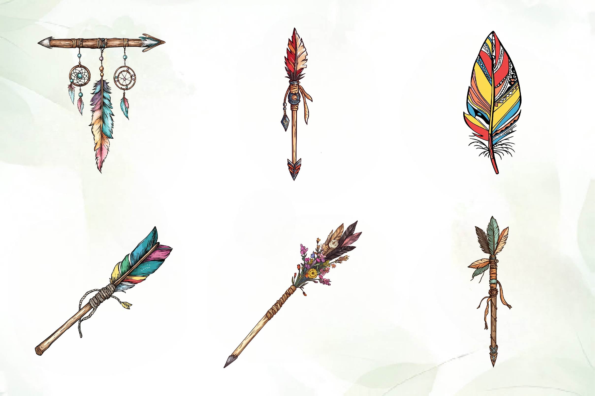 Rustic Boho Feathers & Arrows Clipart Bundle - CraftNest - Digital Crafting and Art