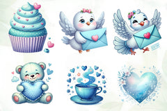 Serene Blue Valentine Clipart Bundle - CraftNest - Digital Crafting and Art