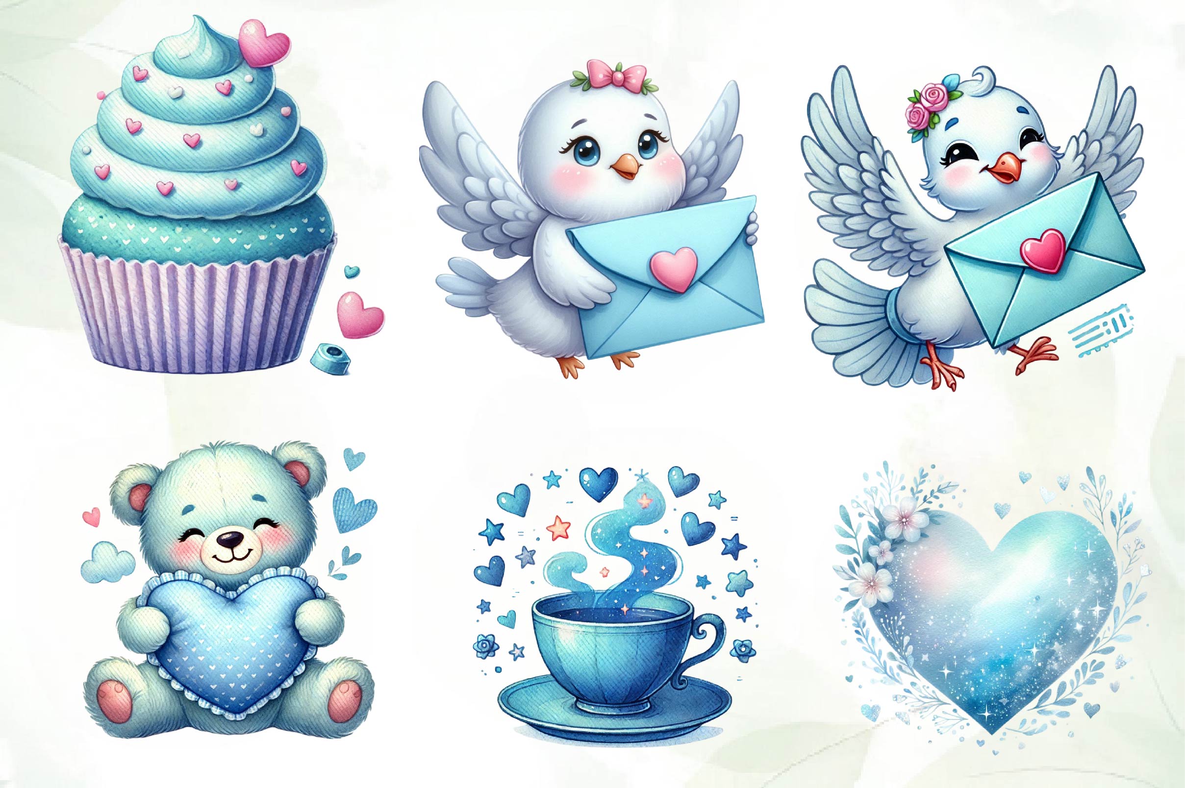 Serene Blue Valentine Clipart Bundle - CraftNest - Digital Crafting and Art