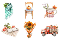 Gingham Autumn Clipart Bundle 1 - CraftNest - Digital Crafting and Art