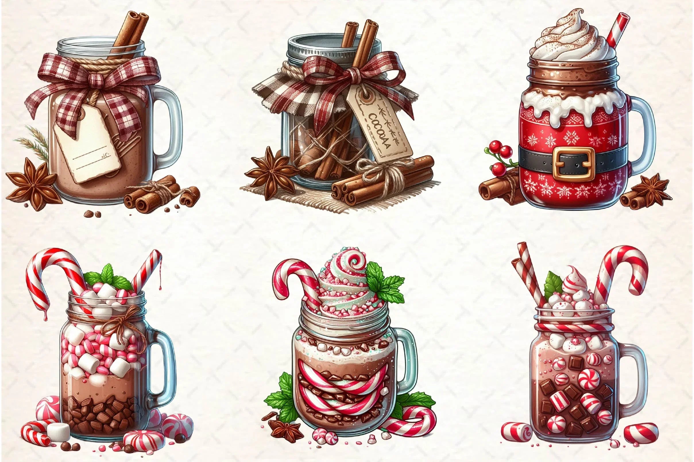 Christmas Hot Cocoa Mason Jar Clipart Bundle 1 - CraftNest - Digital Crafting and Art
