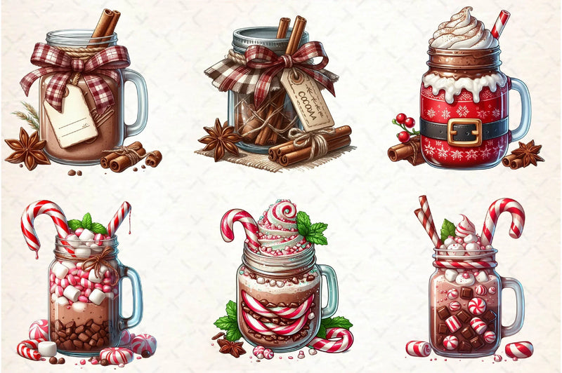 Christmas Hot Cocoa Mason Jar Clipart Bundle 1 - CraftNest - Digital Crafting and Art