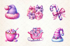 Pastel Purple & Pink Christmas Clipart Bundle - CraftNest - Digital Crafting and Art