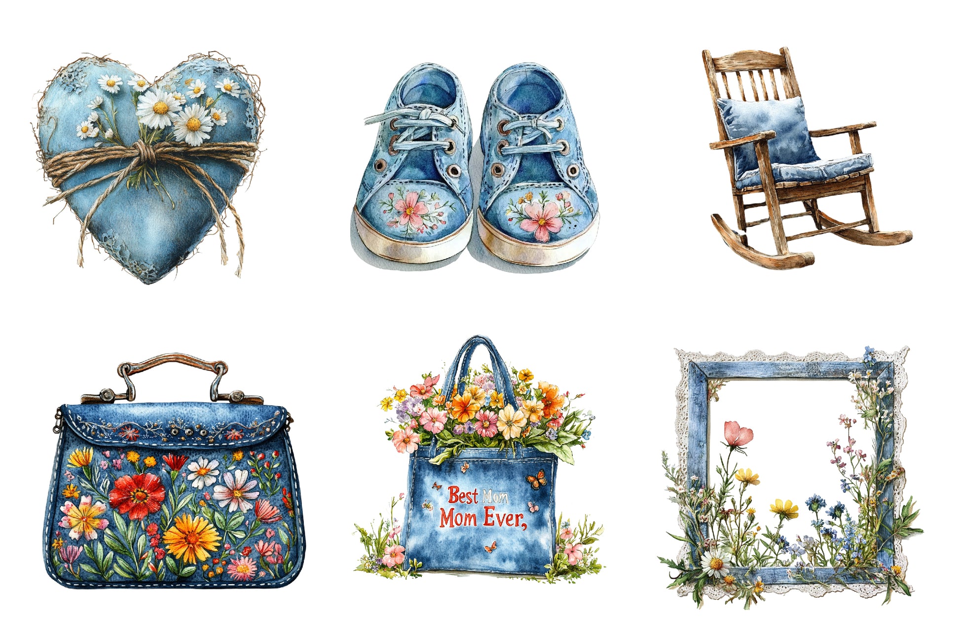 Denim Mothers Day Clipart Bundle - CraftNest - Digital Crafting and Art