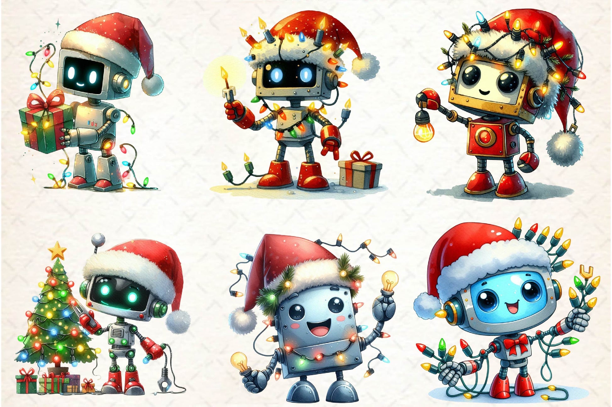 Funny Festive Robot Clipart Bundle - CraftNest - Digital Crafting and Art