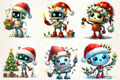 Funny Festive Robot Clipart Bundle - CraftNest - Digital Crafting and Art