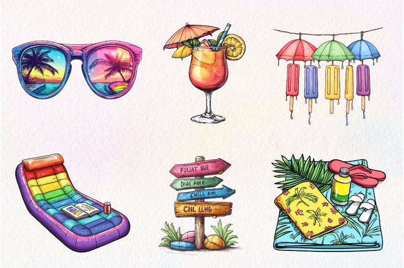 Colorful Pool Party Clipart Bundle - CraftNest - Digital Crafting and Art