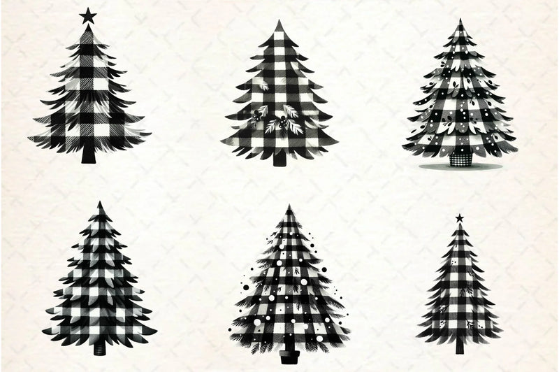 Black And White Christmas Tree Clipart Bundle - CraftNest - Digital Crafting and Art