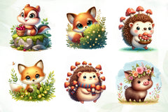 Woodland Forest Animals Clipart Bundle - CraftNest - Digital Crafting and Art