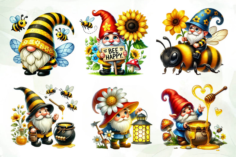 Honey Bee Gnome Clipart Bundle 1 - CraftNest - Digital Crafting and Art